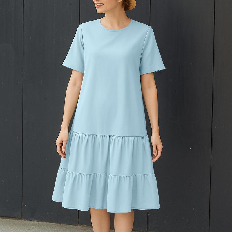 

ZANZEA Женское повседневное летнее платье с круглым вырезом и коротким рукавом 5XL синий