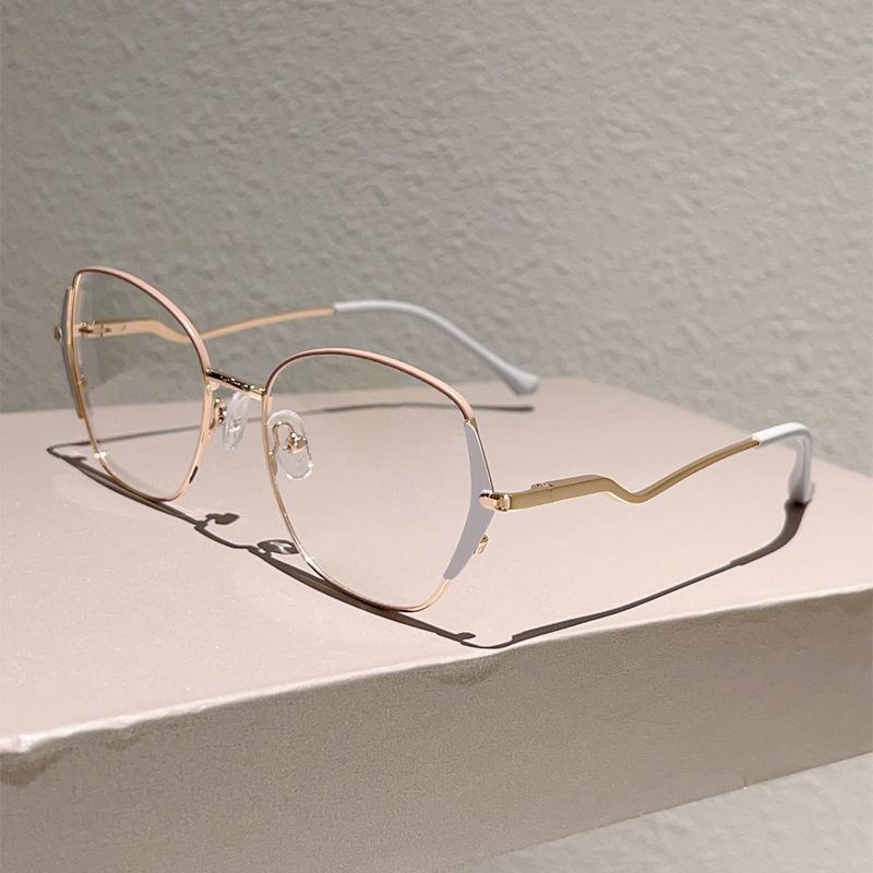 

KAMMPT Vintage Round Glasses Women Chic Multi-color Rim Decorative Eyewear Trendy Luxury Design Blue Light Blocking Eyeglasses