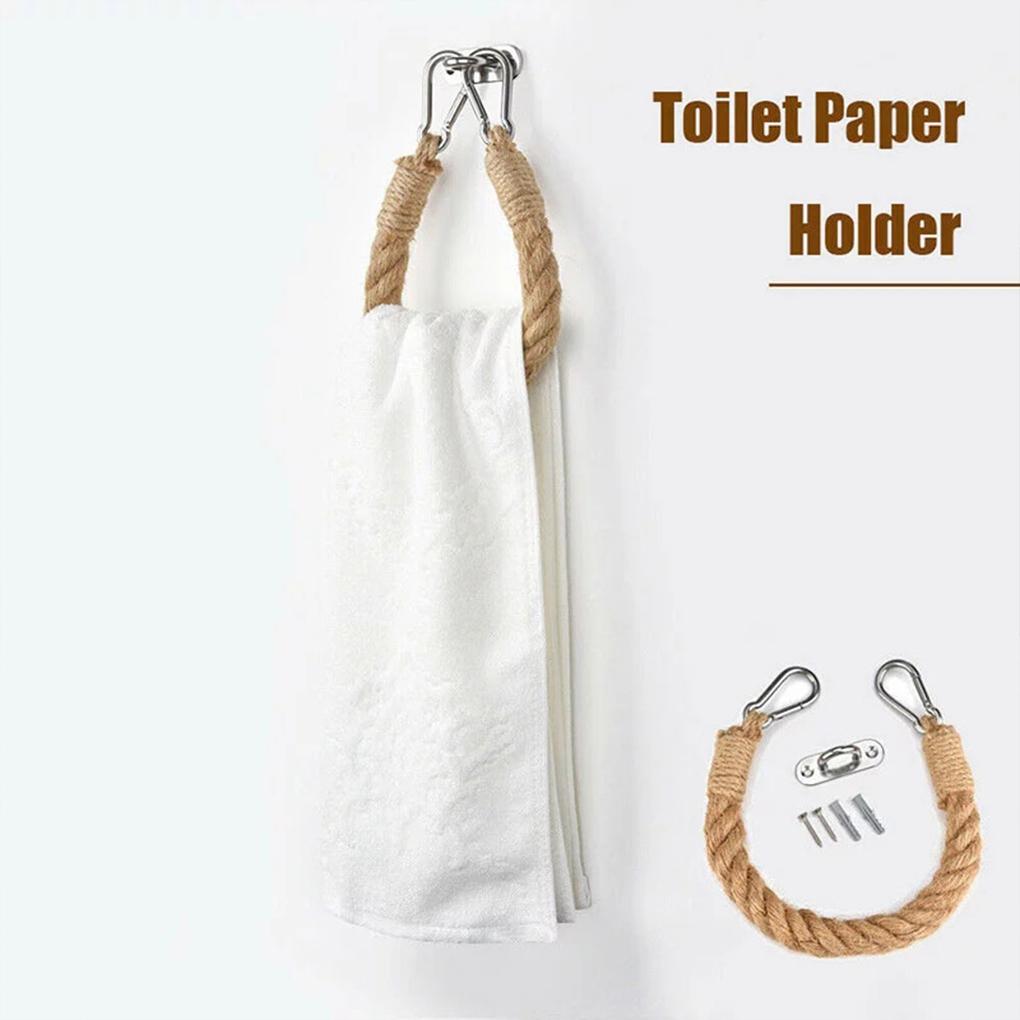 Towel Hanging Rope Toilet Paper Holder Home Hotel Bathroom Handmade Retro