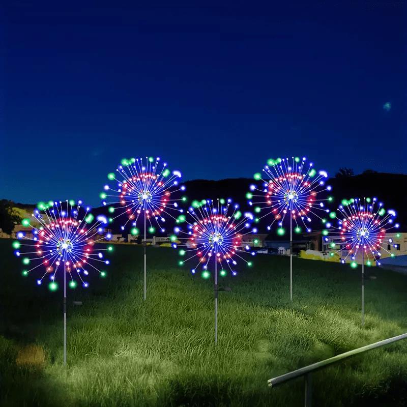 1 PC 60 LEDs Outdoor DIY Lights 8 Lighting Modes Solar Fireworks Lights Courtyard Garden Patio Lawn Landscape Lights