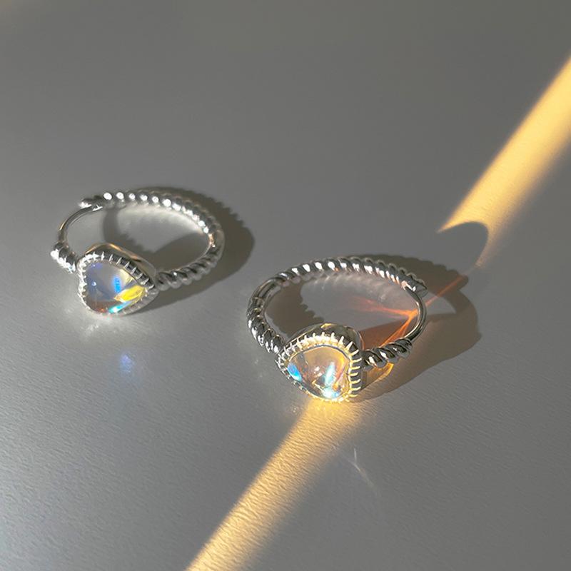 Symphony Moonstone Love Earrings Exquisite And Sweet Pure Thread Diamond-Set Peach Heart Ear Buckle Spot