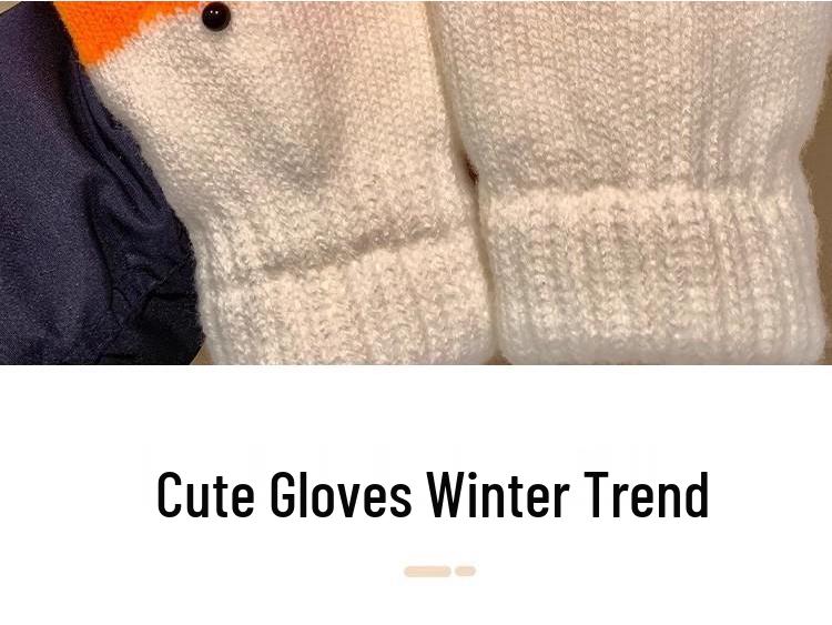 Creative Goose Wool Fingerless Gloves for Women – Warm Winter Velvet, Thick, Cold-Proof, Cute for Couples & Students