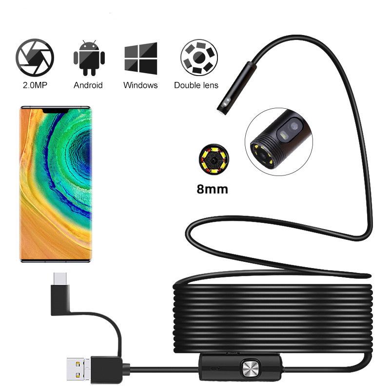 

Dual-Lens 2MP Front & Side View Automotive Inspection Endoscope 3-in-1 1m Flexible Cable
