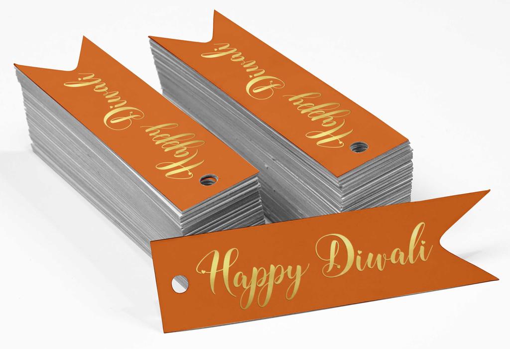 Inkdotpot Pack Of 100 Happy Diwali Favor Paper Tags Craft Real Gold Foil Hang