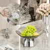 Transparent High-Foot Fruit Plate Home Living Room Coffee Table Light Luxury High-End Fruit Basin  Candy Snack Display Plate