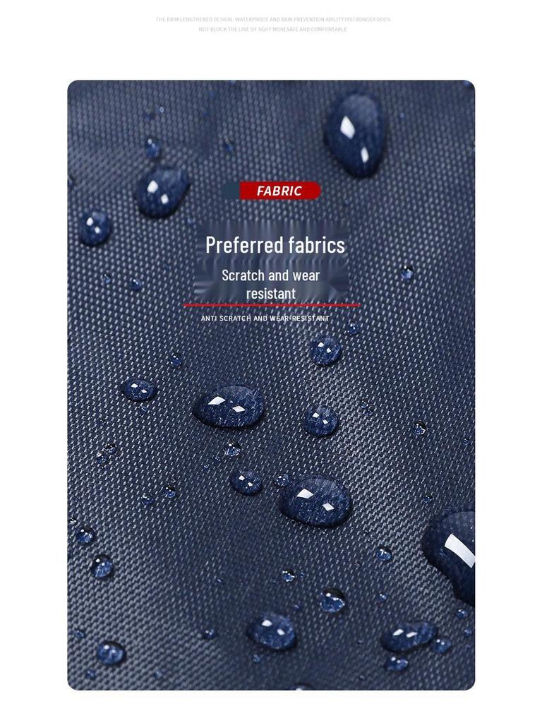 Men's Hooded Mid-Length Oxford Raincoat with Brim - Heavy Duty and Rainproof