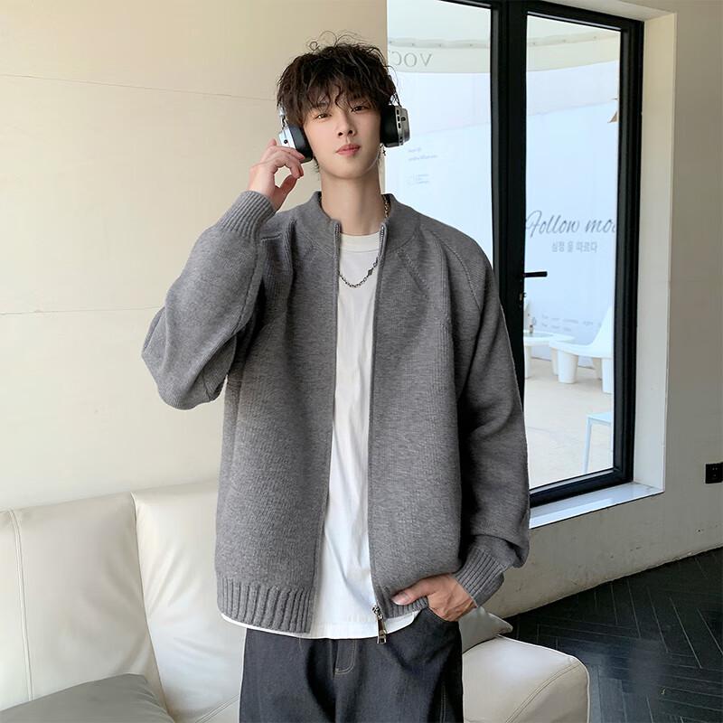 TOM ADAM Men's American Style Zipper Knit Cardigan