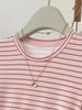 2026 Women's Striped Slim-Fit Pleated Round Neck Short Sleeve T-Shirt