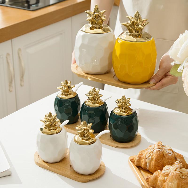 LIU Creative Pineapple Ceramic Seasoning Jars Single Jar