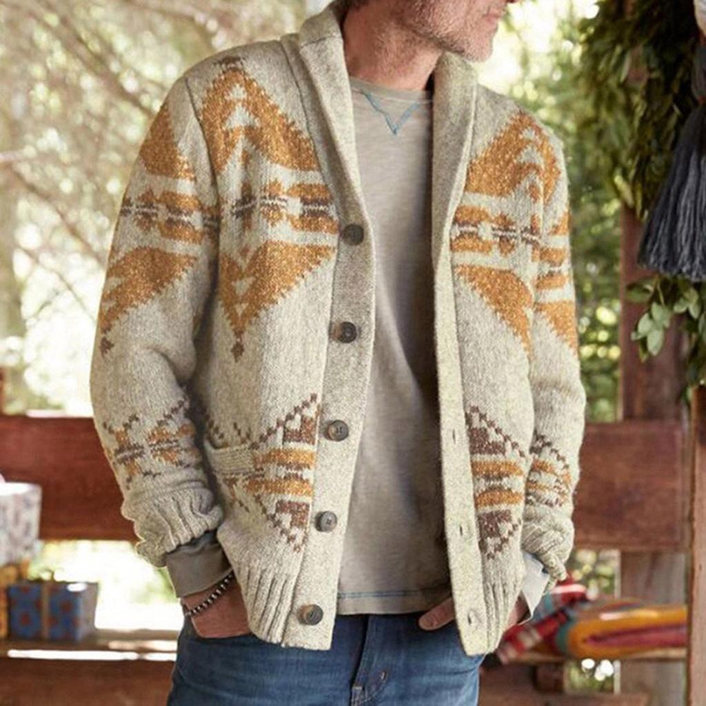 And Winter Men's Fashion Loose Cardigan Warm Lapel Hooded Jacket Sweater
