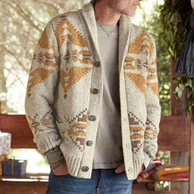 Herbst und Winter Herrenmode lose Strickjacke warme Revers Kapuzenjacke Pullover