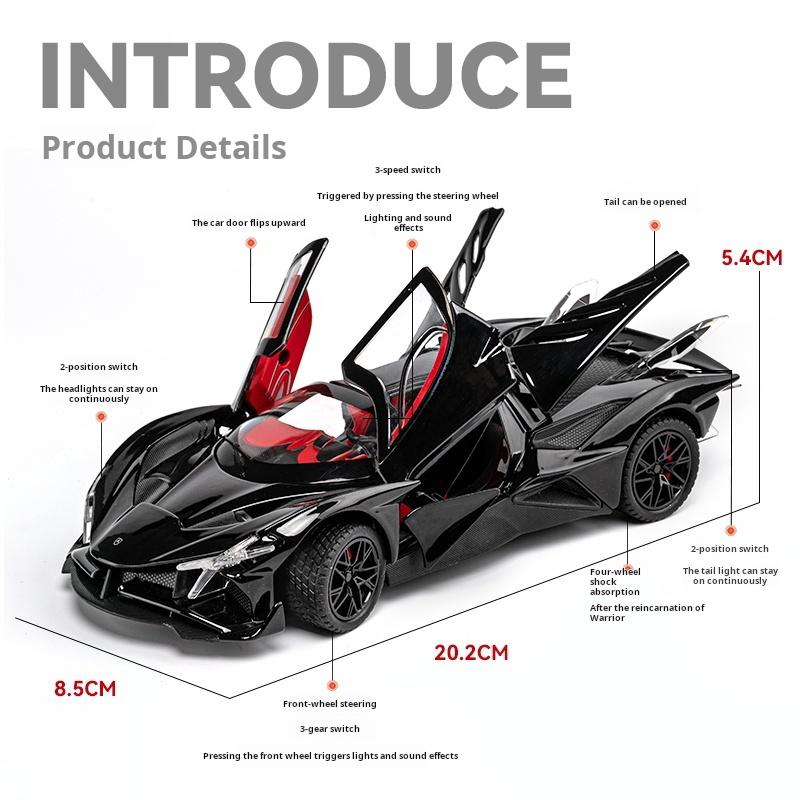 1:24 Apollo EVO God of the Sun Alloy Sports Super Car Model Die-Cast Simulation Collectible Decoration Car Lovers Light & Sound