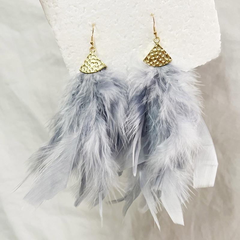 Handmade Bohemian Feather Earrings User Friendly Materials Lightweight Drop Ear Hooks Jewelry Gift