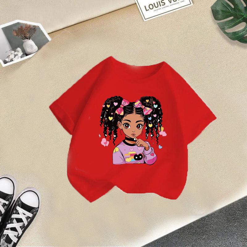 Girls' Cartoon Print Casual Round Neck Short-Sleeve T-Shirt - Summer Collection