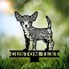 Cute Metal Chihuahua Garden Stake Plug-In Animal Silhouette Statue Garden Welcome Placard  Garden