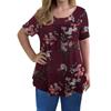 Fashion Women Plus Size Round Neck Print Short Sleeve Casual Pullover Tops