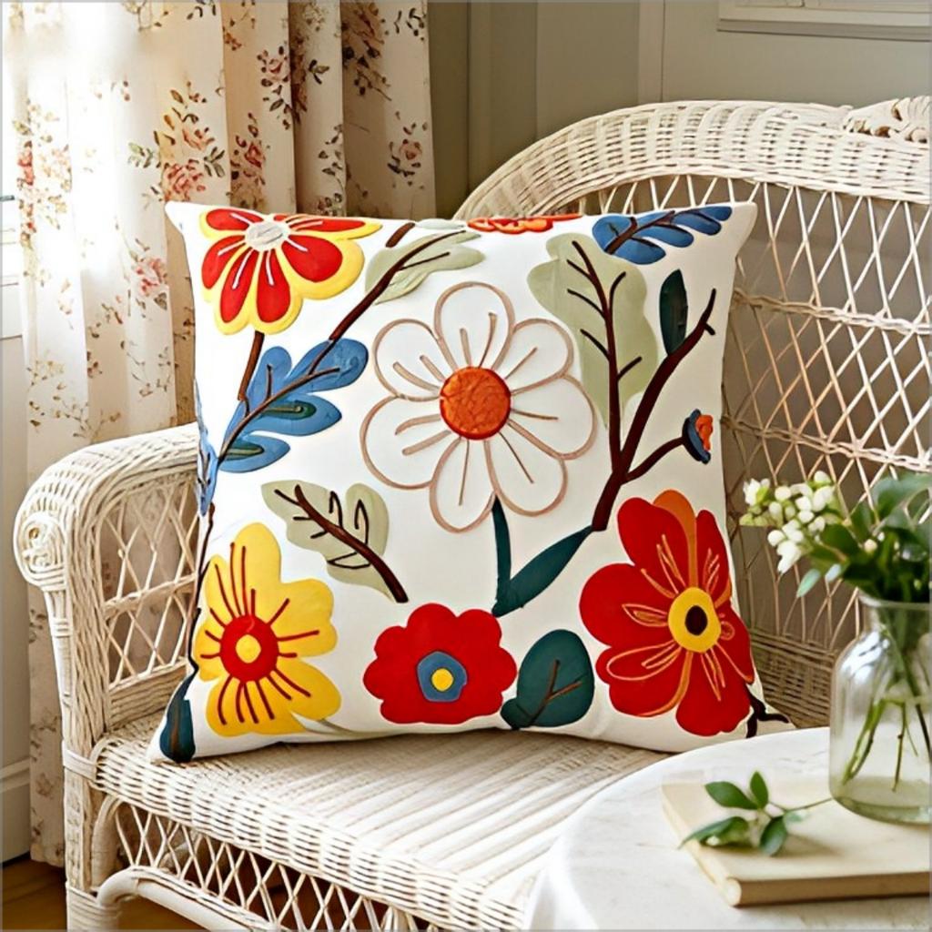 Double Sided Boho Colorful Floral Throw Pillow Cover Vintage Art Print Decorative Cushion Case For Sofa Couch Home Decor