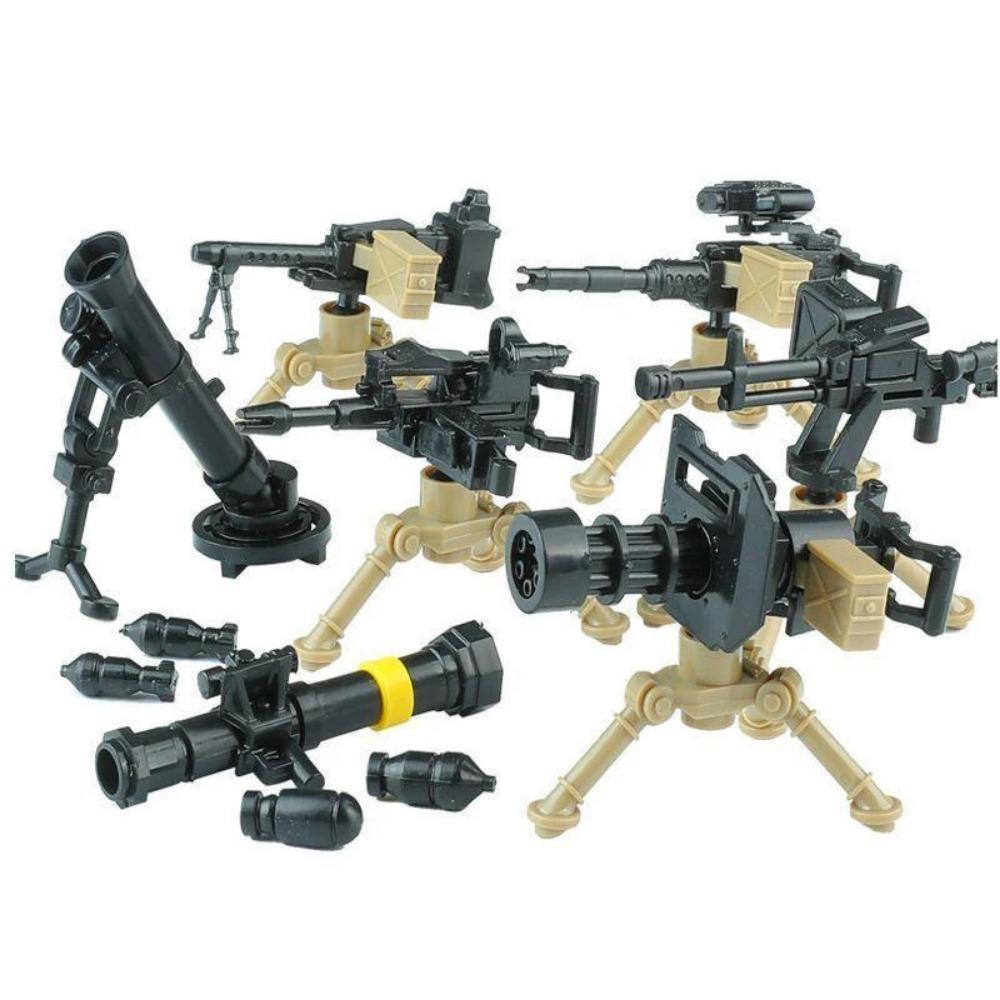 WWII Building Blocks Military Weapons Police Soldier Figure Accessories Model Brick Gun Cannon Launcher Bunker Outpost Toy X017