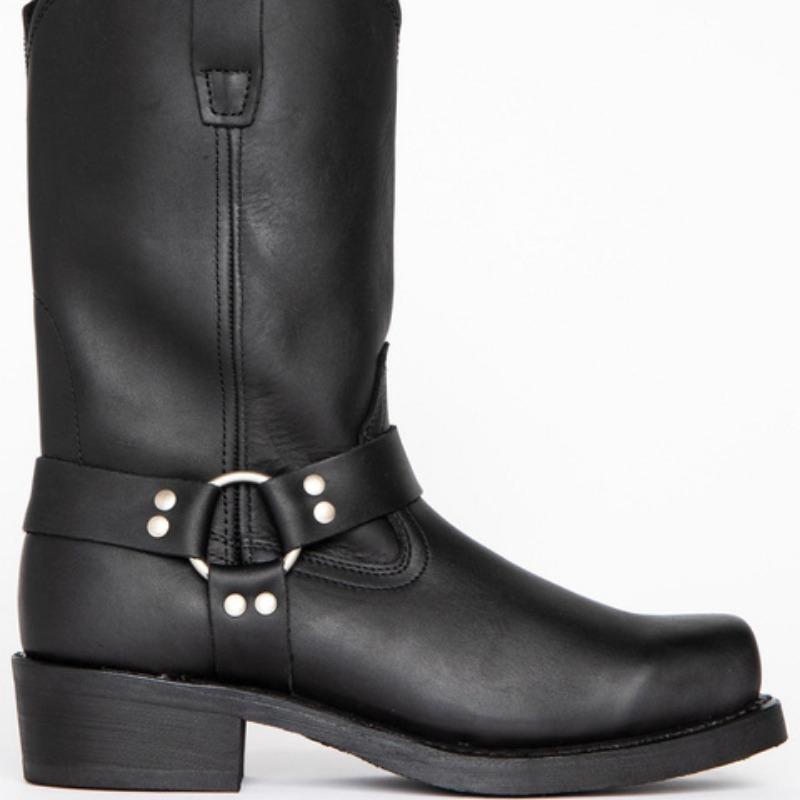 Pánské retro kovbojské kožené kozačky britského stylu kozačky s přezkou do půli lýtek Rytířské kozačky se čtvercovou špičkou Kotníkové kozačky na podpatek Venkovní jezdecké boty