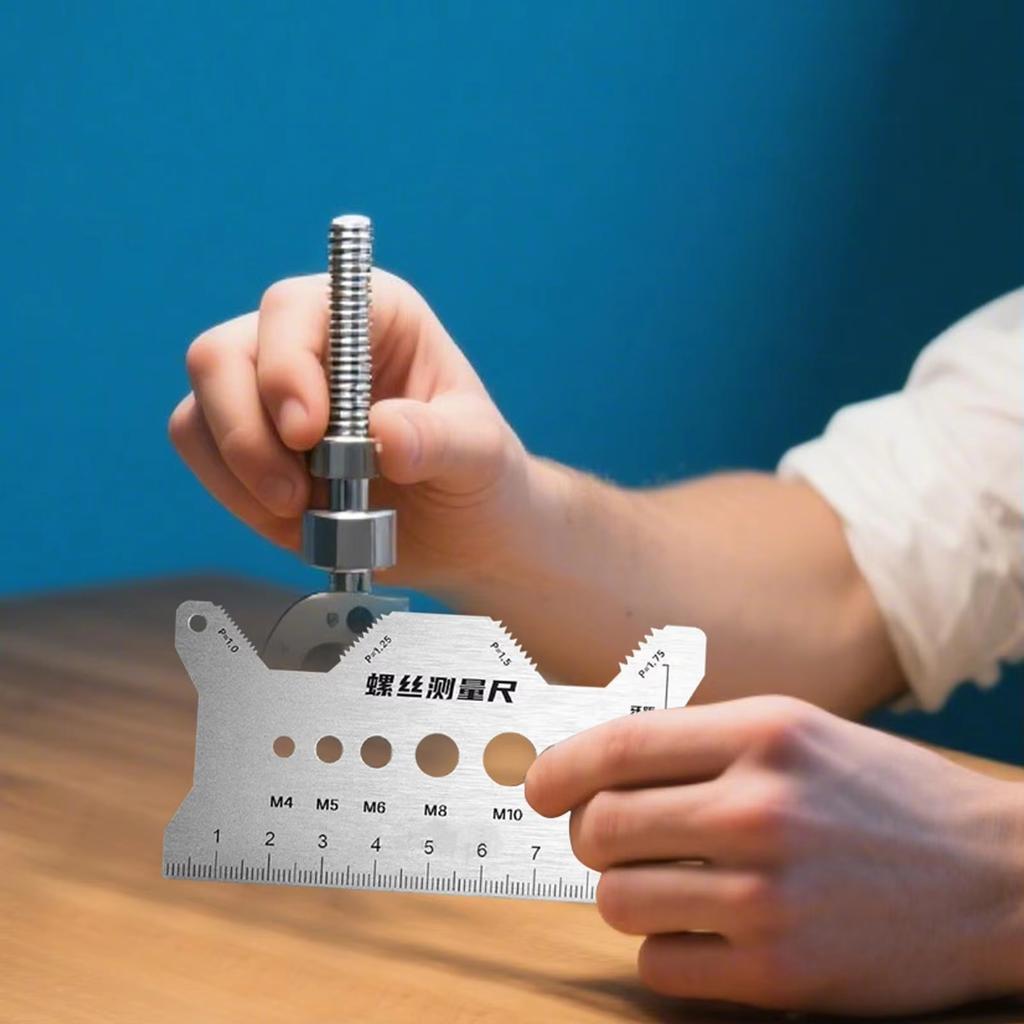 Stainless Steel Double-Sided Bolt Gauge Card Thread Measuring Tool Metric Thread Checker Portable Bolt Sizing Tools