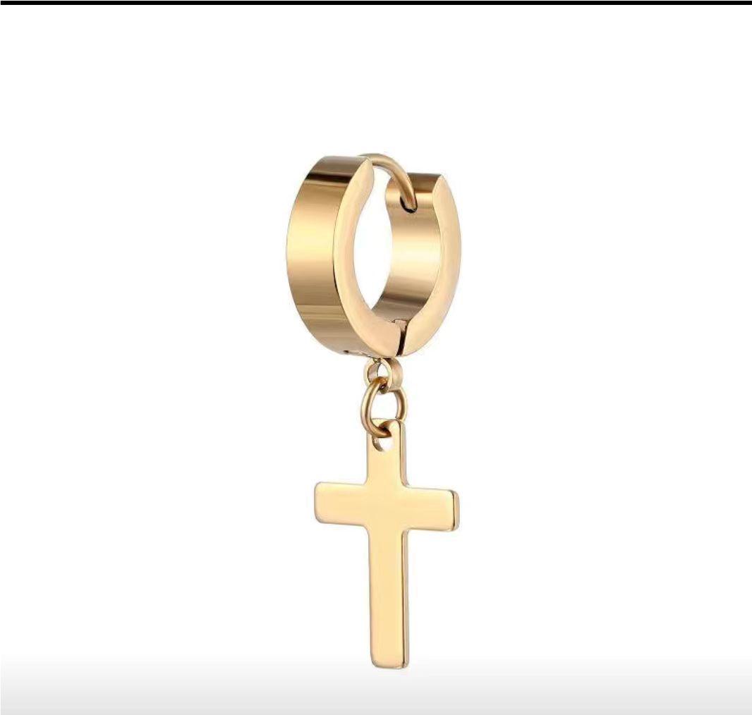 

Европейские и американские модные титановые стальные мужские серьги-кресты в стиле хип-хоп