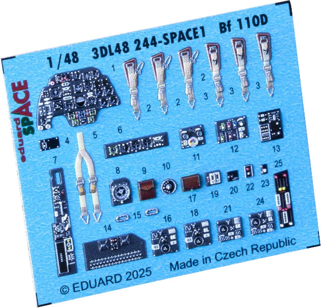 Eduard Space Bf110D Interior 3D Decal with Etching Parts Set Plastic Model Decal EDU3DL48244 1/48 (for Eduard) (Airplane)