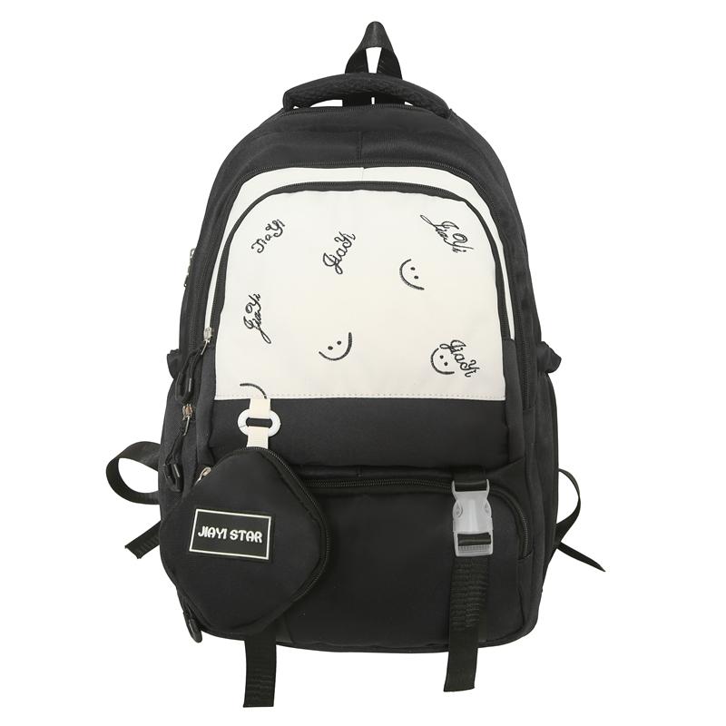 Student Schoolbag Color Contrast Backpack Women's Large Capacity Backpack with Coin Purse