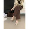 Woolen gray inner height increase single shoes with skirt Mary Jane shoes ballet French shoes spring and autumn soft women's shoes