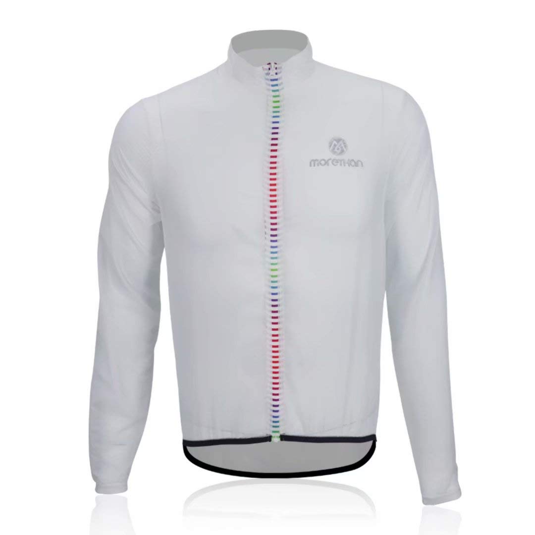 

Morethan Windbreaker Cycling Jacket with and Back Pockets Size M Men s Ultra-Lightweight Water-Repellent (WVP-007), White, белый