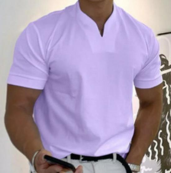 2023 Men's Summer Muscle Fit Elastic Cotton V-Neck T-Shirt - European Size