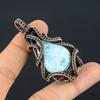 Larimar Pendant Gemstone Jewelry, 999 Copper Wire Wrapped Pendant, Handmade Jewelry Birthstone Pendant, Gift For Him