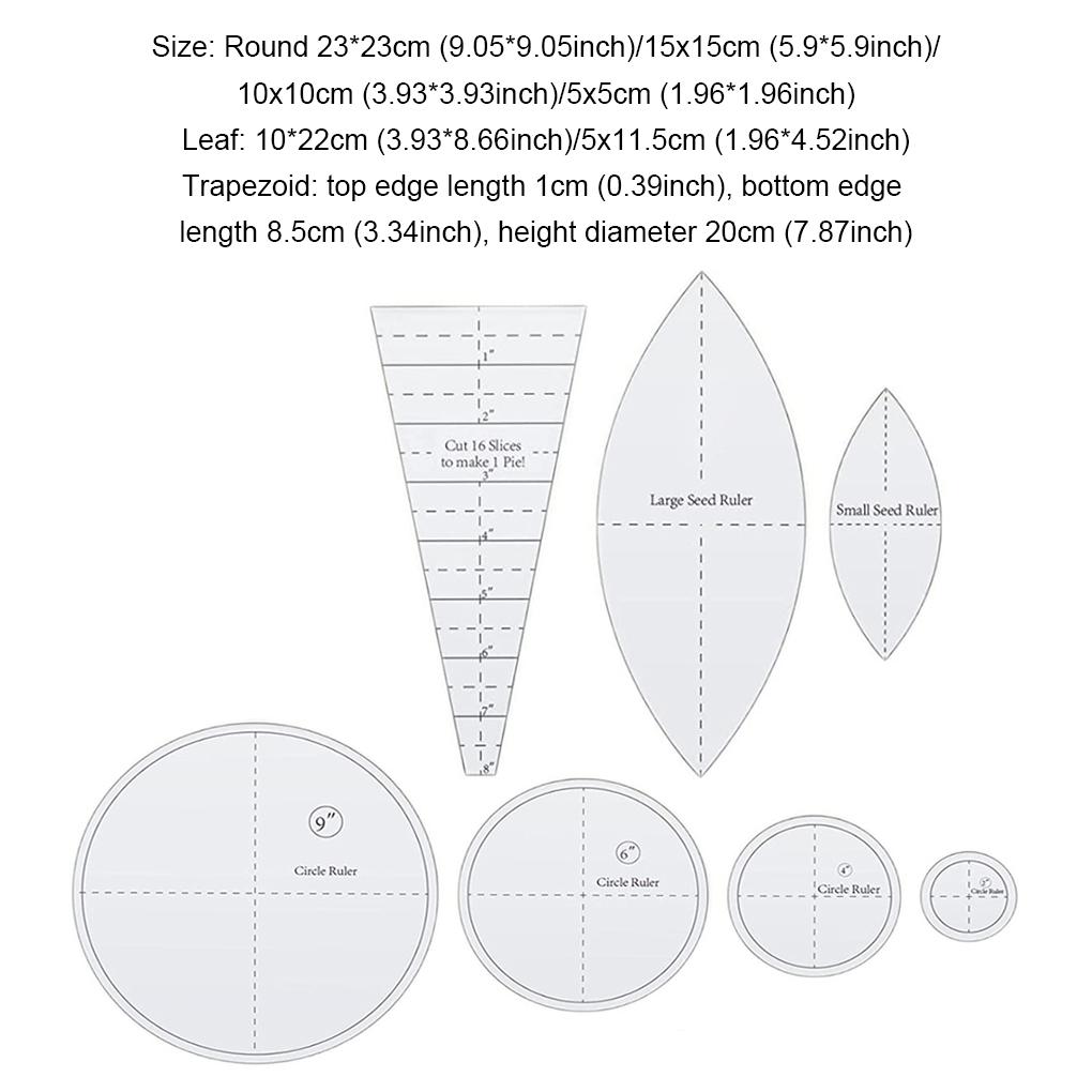 Template Set Quilting Ruler Portable Reusable DIY Sewing Handicraft Crafts Accessories for Learners Professionals