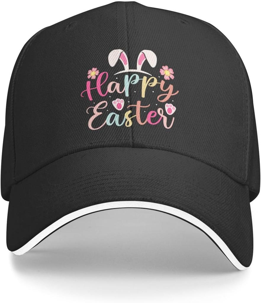 Happy Easter Bunny Ears Baseball Cap Polyester Casual Sun Protection Adjustable Adult Cap