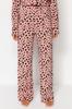 Women's Fashion Beige 100% Cotton Animal Patterned Shirt-Pants Knitted Pajama Set