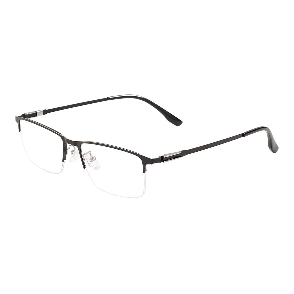Fashion Large Black Rectangle Metal Half Rim Eyeglasses Frame Big Men Business Spectacles For Myopia Optical Prescription Lenses