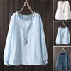 2026 Women's Loose Fit Printed V-Neck Long-Sleeved Shirt