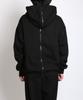 Zblack Plain Fleece-Lined Front & Back Short Zip-Up Hoodie (Black)