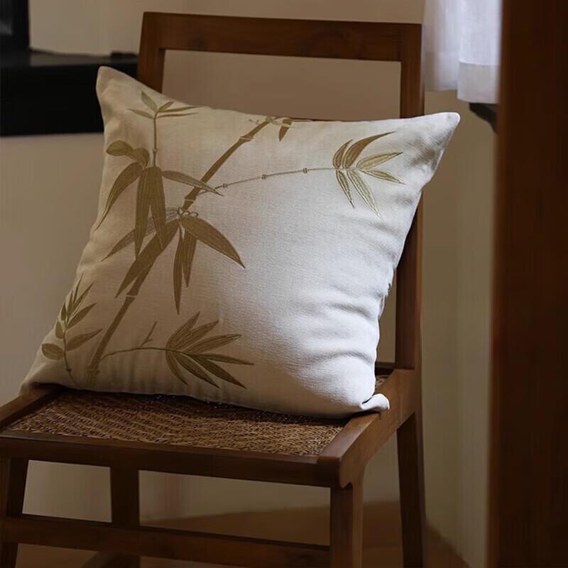 Rinoart Golden Bamboo New Chinese Style Embroidered Throw Pillow