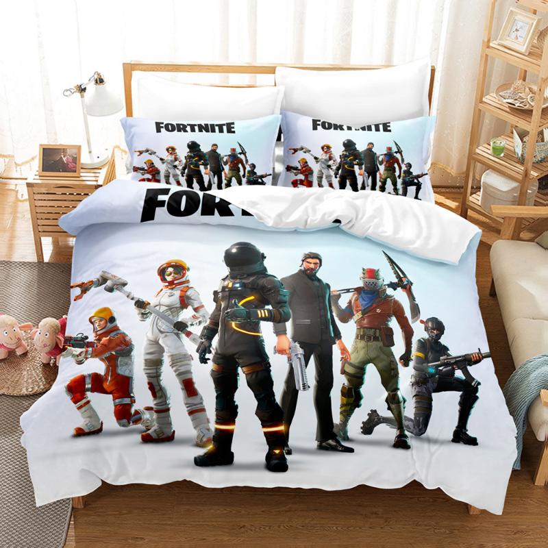 Set Biancheria da Letto Fortnite Copripiumino Gioco Federa 3D Cartone Animato Anime Biancheria da Letto Decorazione Camera da Letto Copripiumino Completo Biancheria da Letto Regalo