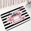 Pink Perfume Bath Mat Set Black White Striped Fashion High Heel Woman Girl Home Carpet Bathroom Decor Non-slip Rug Toilet Cover
