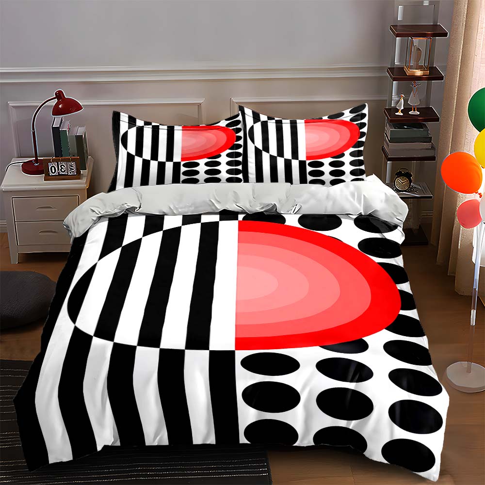 

Striped geometric circles Bedding Duvet cover sets Duvet covers Pillowcases gifts (1 * Duvet Cover 2 * Pillowcases, without duvet insert) 135x200cm