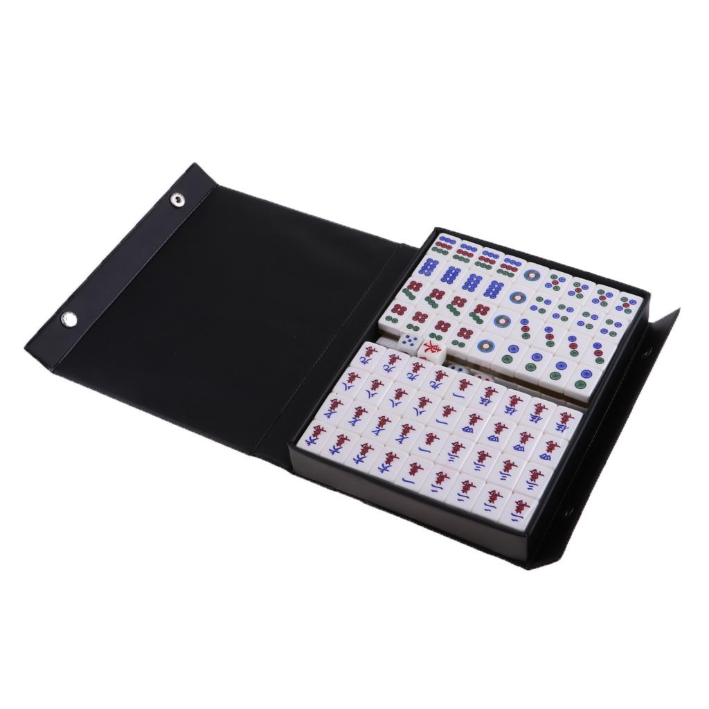 Chinese Mahjong Acrylic Tiles Mini Mahjong Set Portable Mahjong Board Game for Family Party Gifts