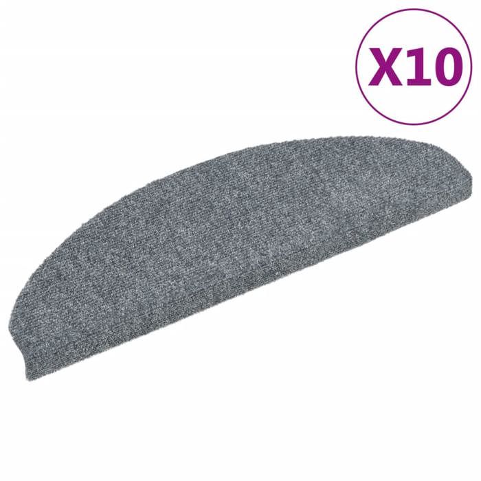 VidaXL Self-adhesive Stair Treads 10 Pieces 65 X 21 X 4 Cm Light Grey Semicircular Large 149705