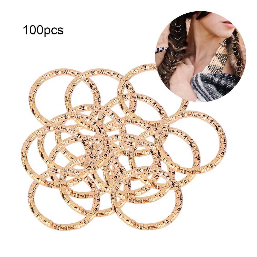 100pcs Hair Braid Rings Dreadlock Hair Clips Loops Decoration for Women & Girls Gold