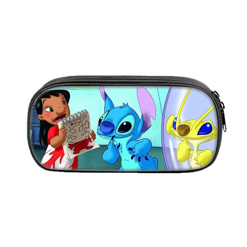 Stitched Design Pencil Case For Kids With Double Zipper And Polyester Material