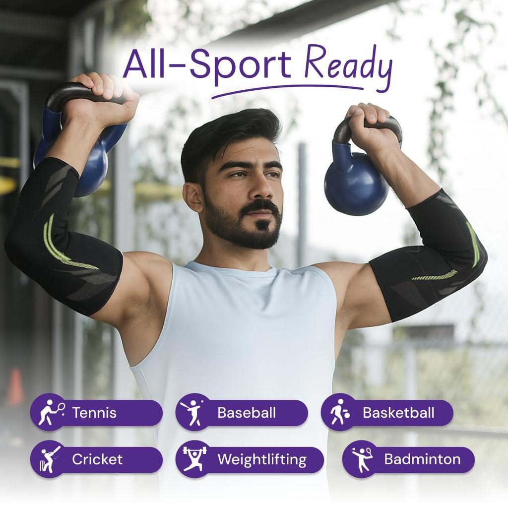 Careforce Elbow Support For Men & Women, Compression Elbow Sleeve, Elbow Brace for Men, Ideal For Gym, Weightlifting, Badminton, Cricket, Tennis,
