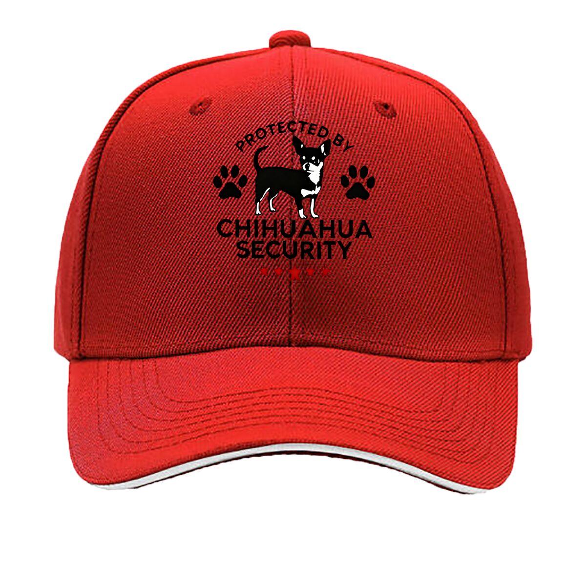 Chihuahua Security Baseball Cap Adjustable Snapback Lightweight Black with White Paw Prints Sandwich Baseball Cap One Size