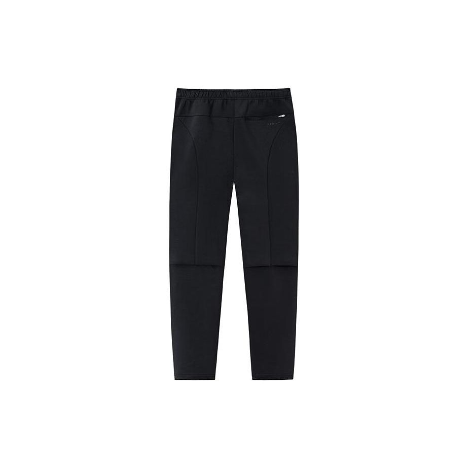 Anta Solid Color Mid Waist High Elastic Straight Casual Pants Men bottoms Black 152427330-1