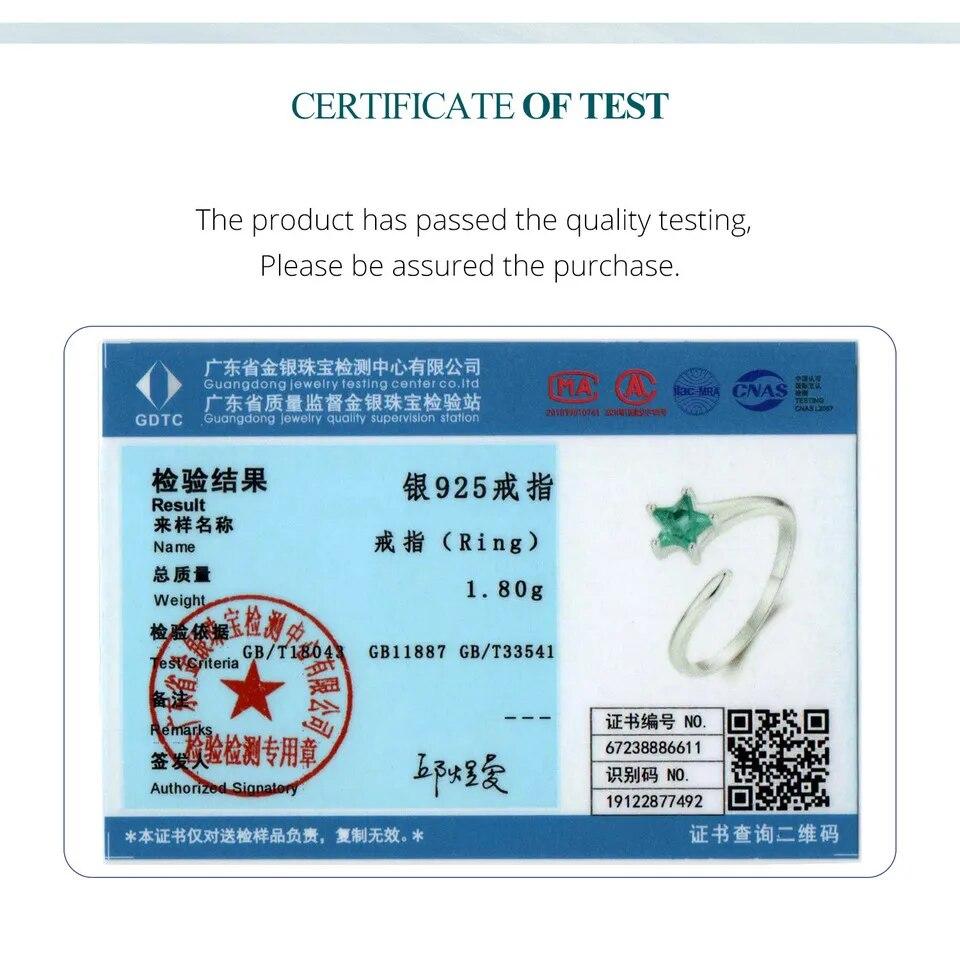 Bamoer 925 Sterling Silver Meteor Opening Ring Green Star Adjustable Ring for Women Birthday Gift Fine Jewelry