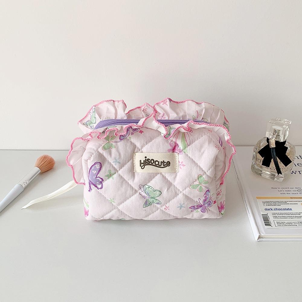 

Lace Butterfly Print Cosmetic Bag Portable Lace Pen Bag New Storage Bags Women фиолетовый